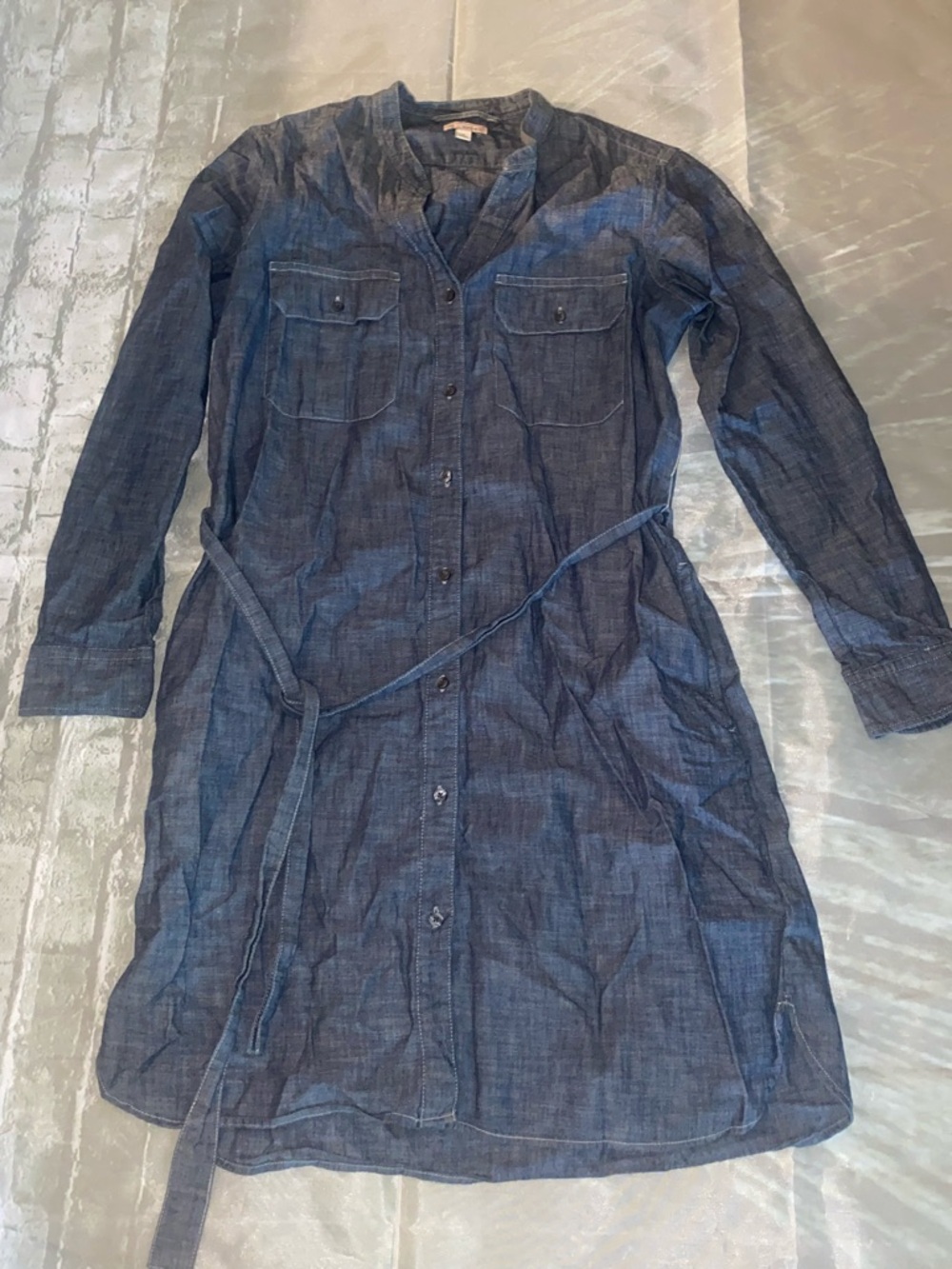 GAP blue denim-look button-front shirt dress